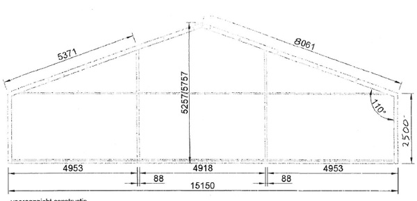 ALU tent 15 meter breed