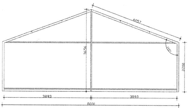 Bouwtekening AlU tent 8 meter